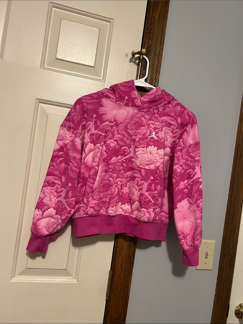 Jordan Hot Pink Floral Hoodie with Subtle Jumpman